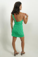 Mini open back green dress
