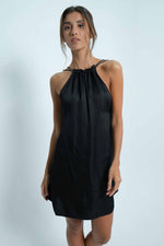 elegant black backless dress in viscose satin. Back cartel is the french brand specialized in open back outfit.
