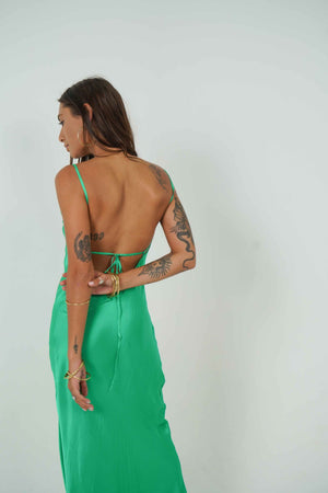 Cute long backless dress by Back Cartel with self-tie-lace.