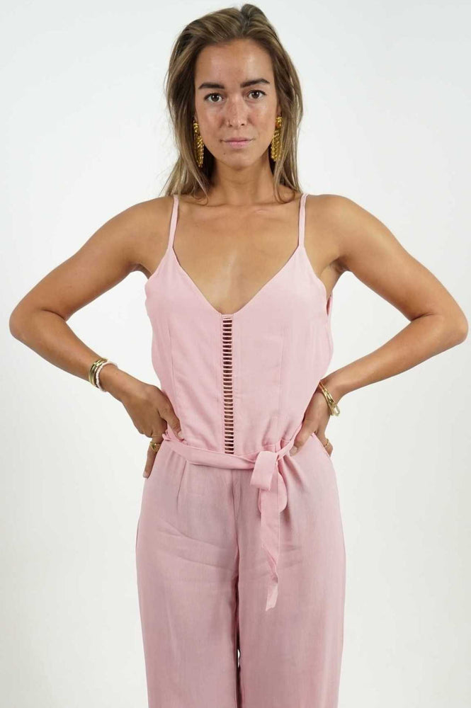 Pure Comfort Smocked Jumpsuit- Hot Pink